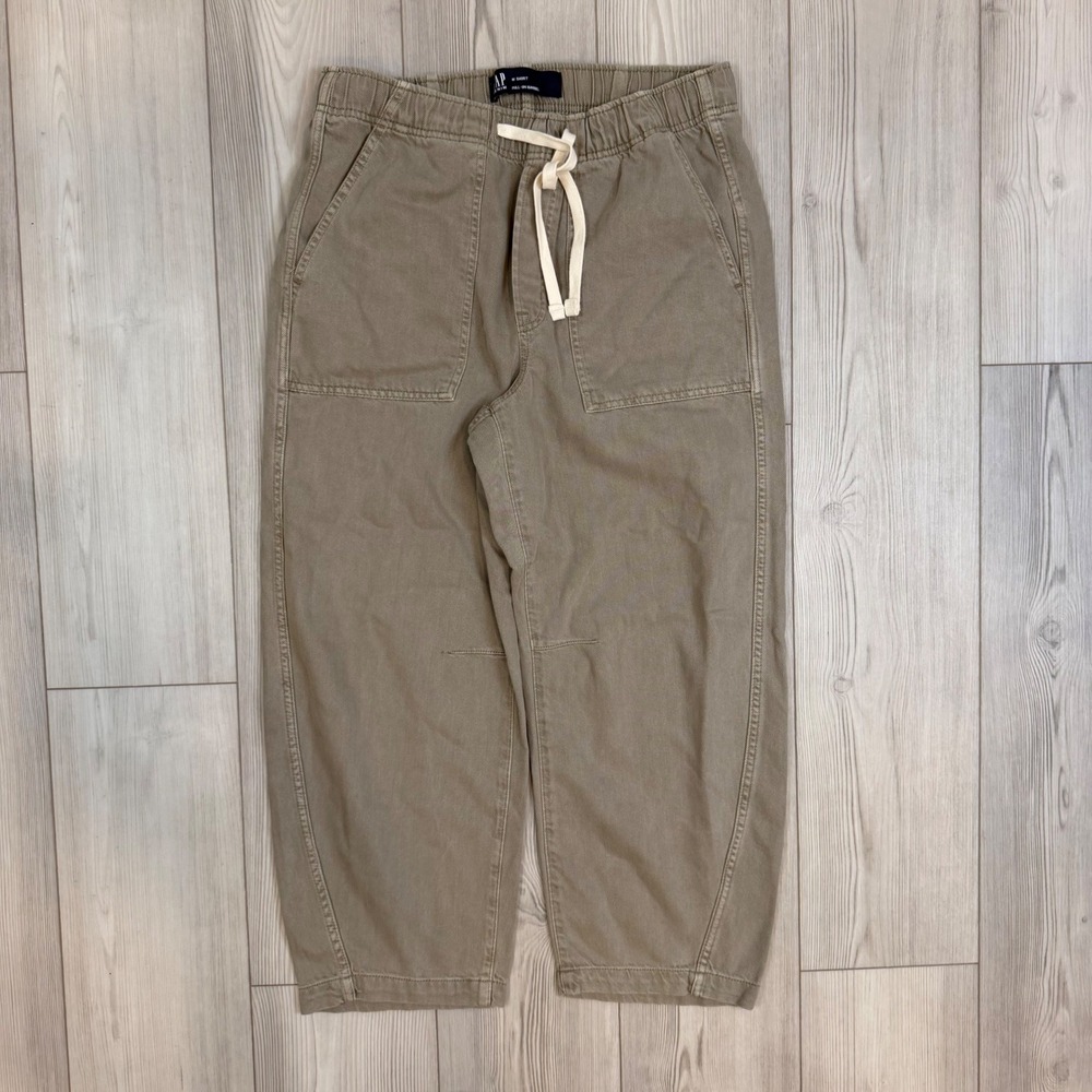 Gap Denim Pull-On Barrel Pants Frosty Morning Tan Khaki M Short S/732888